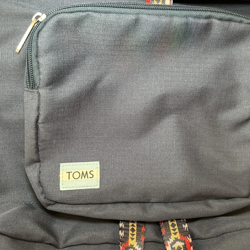Toms Adventurer Canvas‎ Navy Blue Backpack Large Unisex As Is Read Aztec Trim